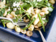 Spring Gnocchi with Asparagus and Shrimp.