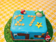 Justin Clark of Dallas made this Mario Brothers-themed square cake.