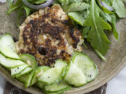 Wasabi-Spiked Salmon Cakes With Pickled Cucumber