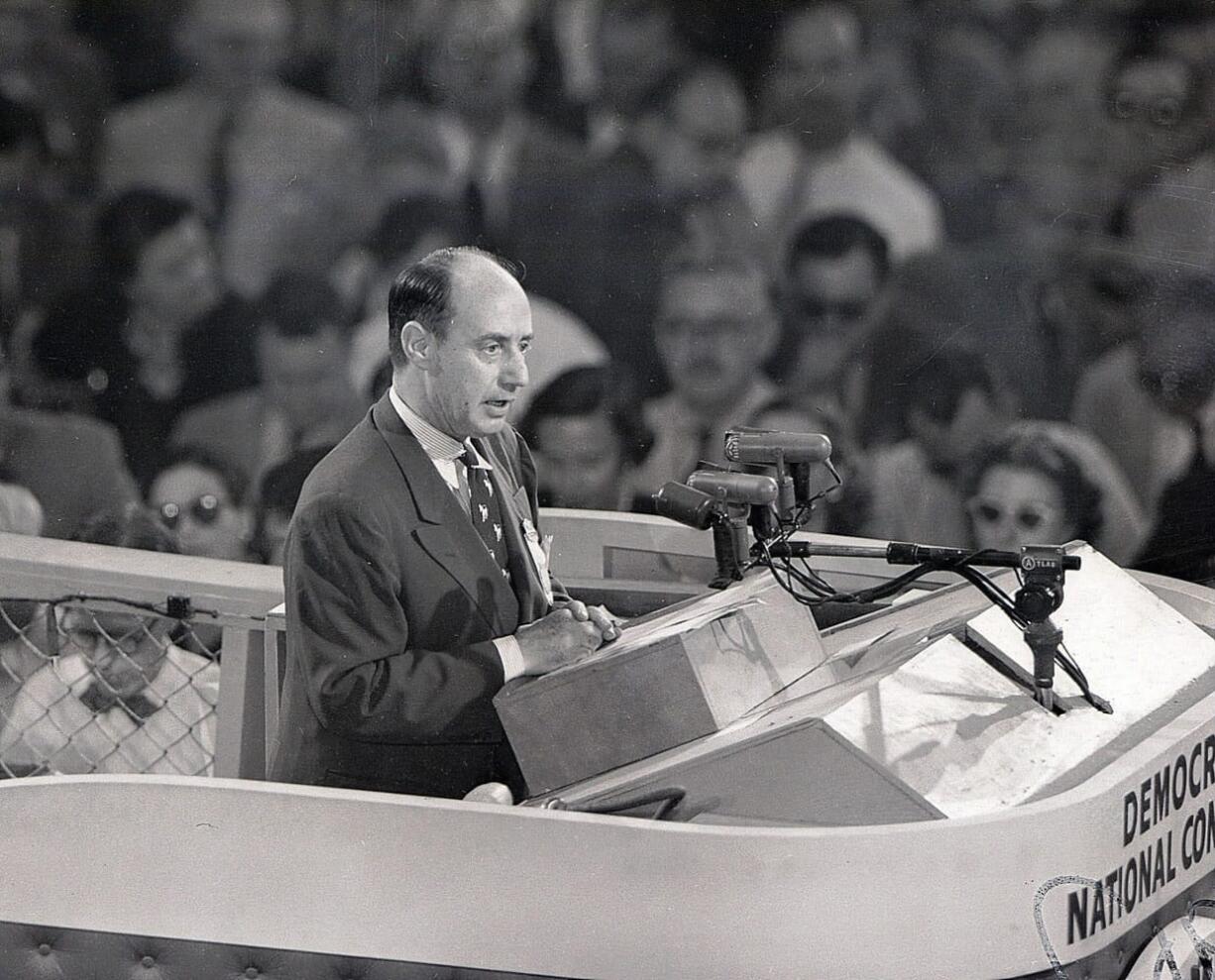 Illinois Gov. Adlai Stevenson addresses the Democratic National Convention in Chicago on July 25, 1952. The presidential election cycle is at a point when speculation starts swirling that the primaries won&#039;t produce a clear winner and one of the parties&#039; big nominating conventions will dissolve in chaos.