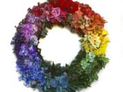 Berkeley, Calif., landscape architect Jeni Webber created a floral wreath that resembles a color wheel.