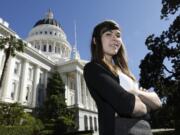 Eli Erlick, 17, stands outside the Capitol building in Sacramento, Calif. on April 17 after testifying before an education committee. Erlick is the director of an organization called Trans Student Equality Resources, which provides schools with training and information about students like her. Among other things, the group explains gender differences and how students transition, including name and pronoun changes.