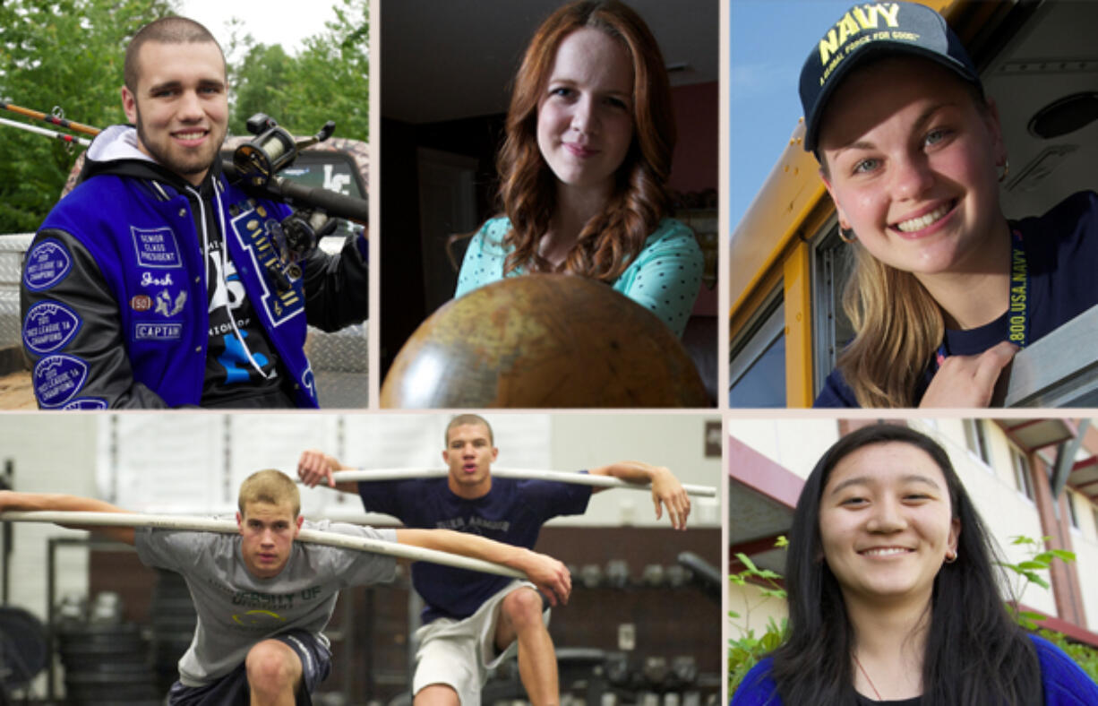 Grads, clockwise from top, Joshua McNeal, Jorden Jackson, Porter Kuhn, Tenzin Lama and Jared Marshall and Trent Foster.