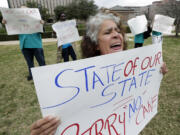 Maria Webster joins others protesting Texas Gov.