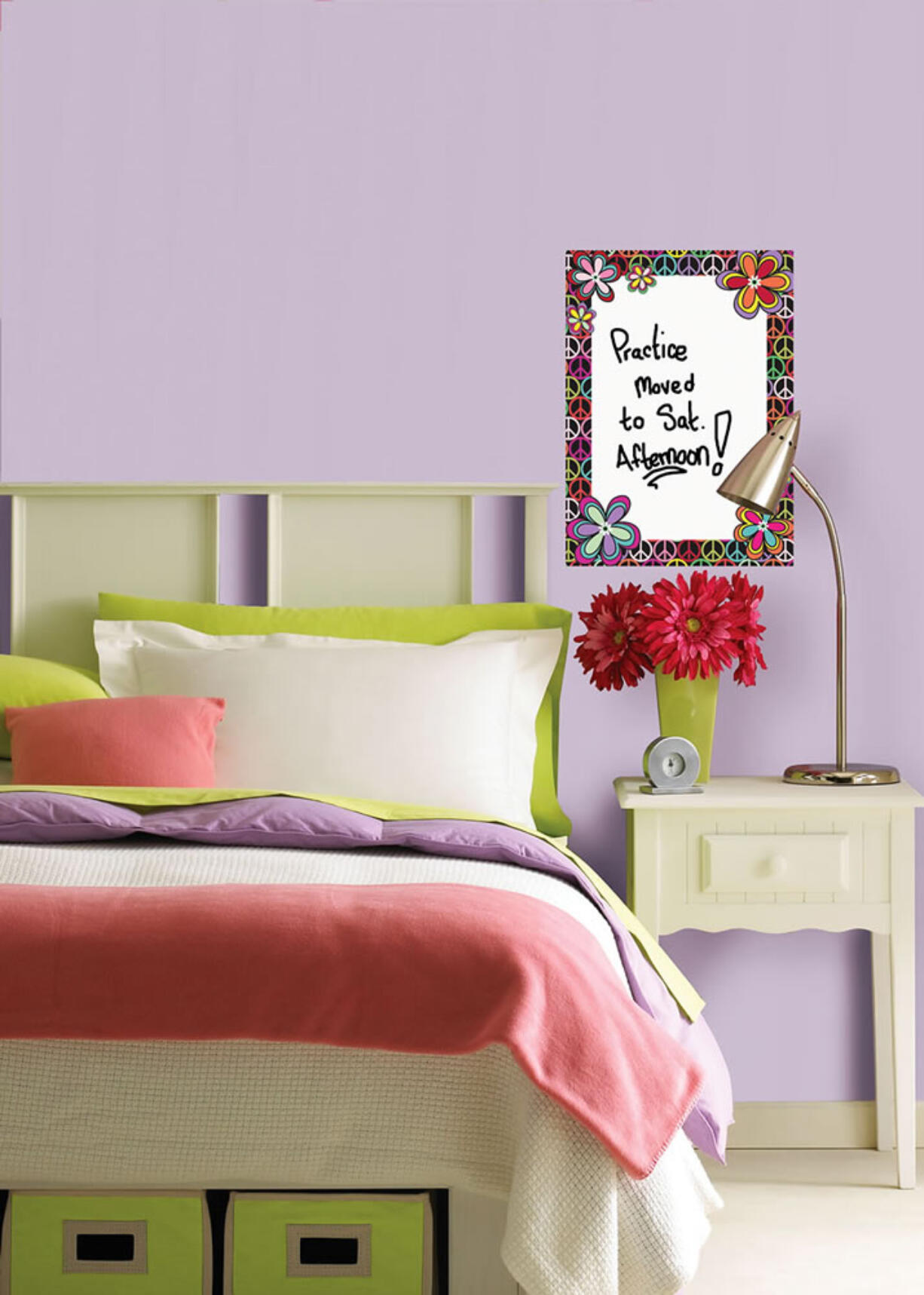 Brewster Home Fashions
The WallPops Peace Dry-Erase Message Board decal can help a student keep track of activities or be a bedtime checklist of responsibilities.