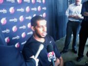 Blazers forward LaMarcus Aldridge speaks with the media Monday at the Moda Center in Portland.