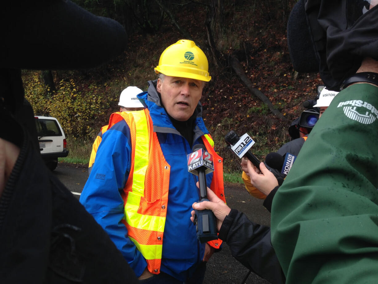 Gov. Jay Inslee spoke to the media Thursday, Dec.