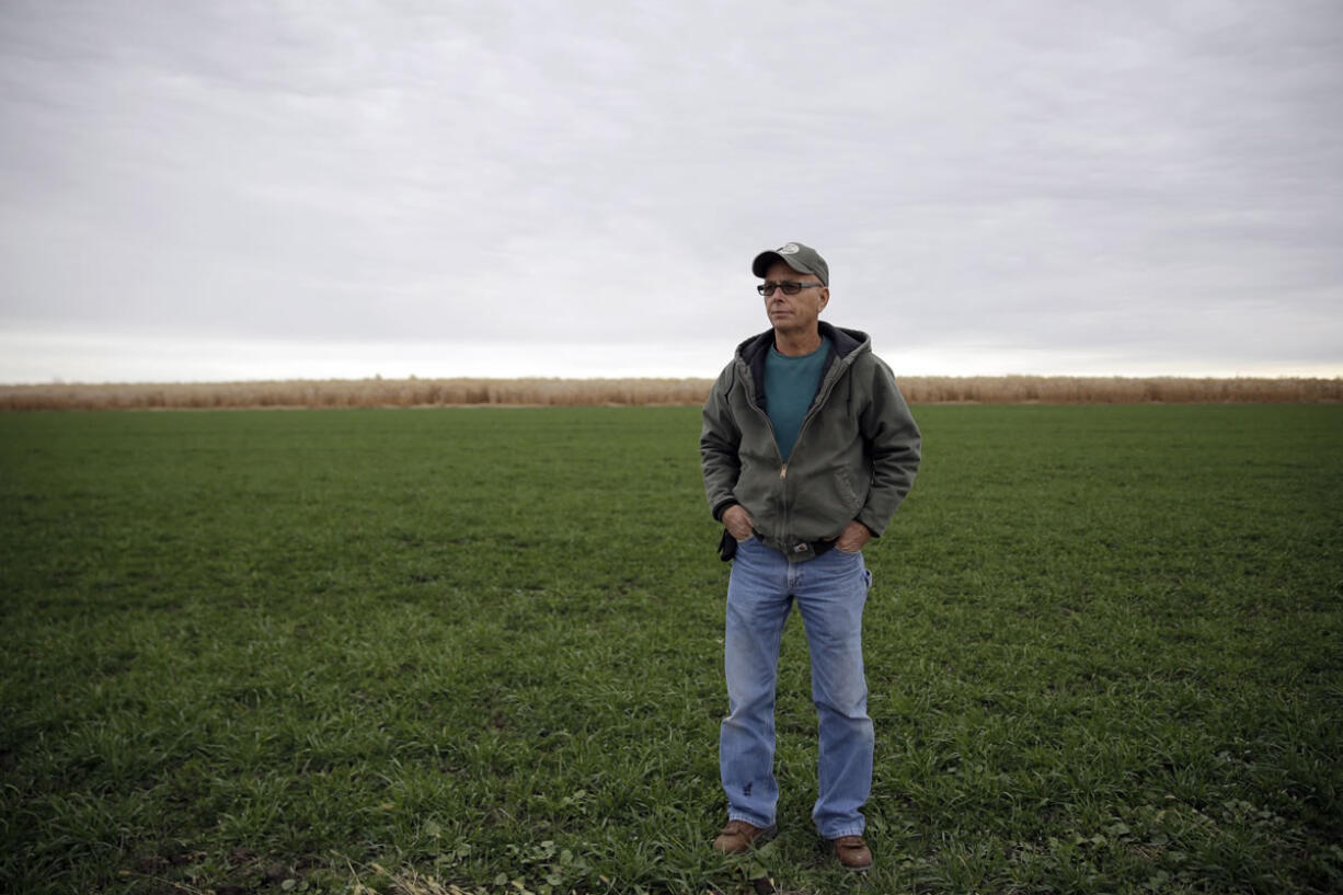 Mike McKeown stands in a field on his farm last month in Moberly, Mo. His land lies in the path of a proposed high-voltage line that would carry renewable energy to cities farther east, a project he opposes.