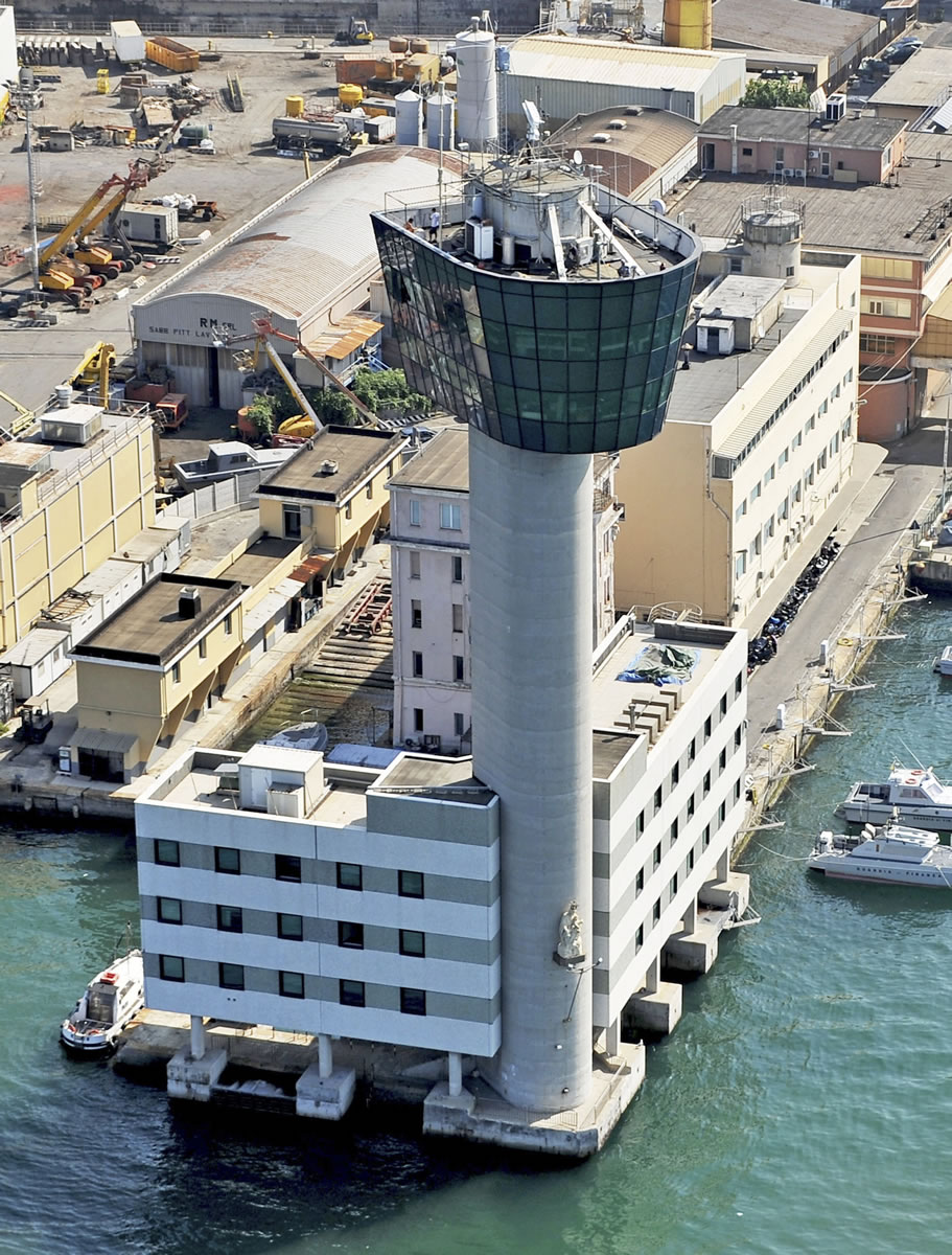 AR/Studio6/LaPresse
This undated photo shows the control tower of the port of Genoa before the crash.