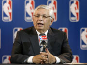 NBA commissioner David Stern makes a statement during a news conference Wednesday in Dallas, that the Sacramento Kings will remain in Sacramento.