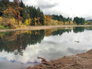 Lacamas Lake is set in a forested area, seen here in October 2006.