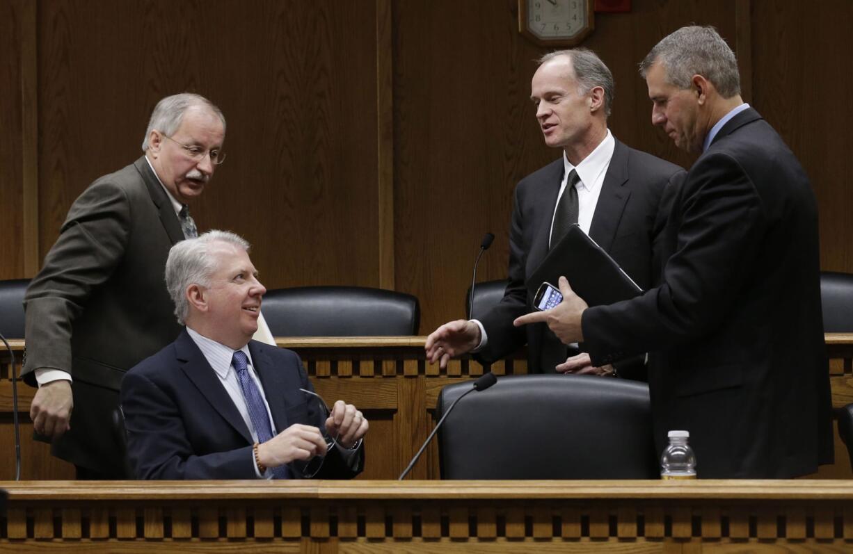 House Speaker Frank Chopp, from left, Senate Democratic Leader Ed Murray, Sen.