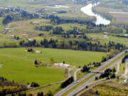 An aerial view which includes the proposed site of a Cowlitz casino in Clark County.