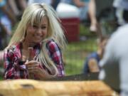 Amber Sundahl, 19, competes in the Jack &amp; Jill event with Daniel Wagner Jr., 19, both of Yacolt, during the annual Amboy Territorial Days on July 14, 2012.