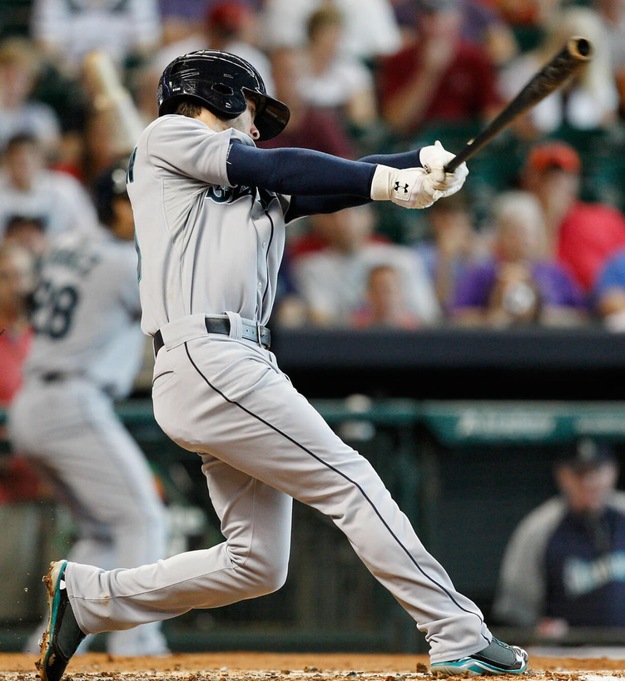 Seattle Mariners' Nick Franklin hits a grand slam in the second inning against the Houston Astros.