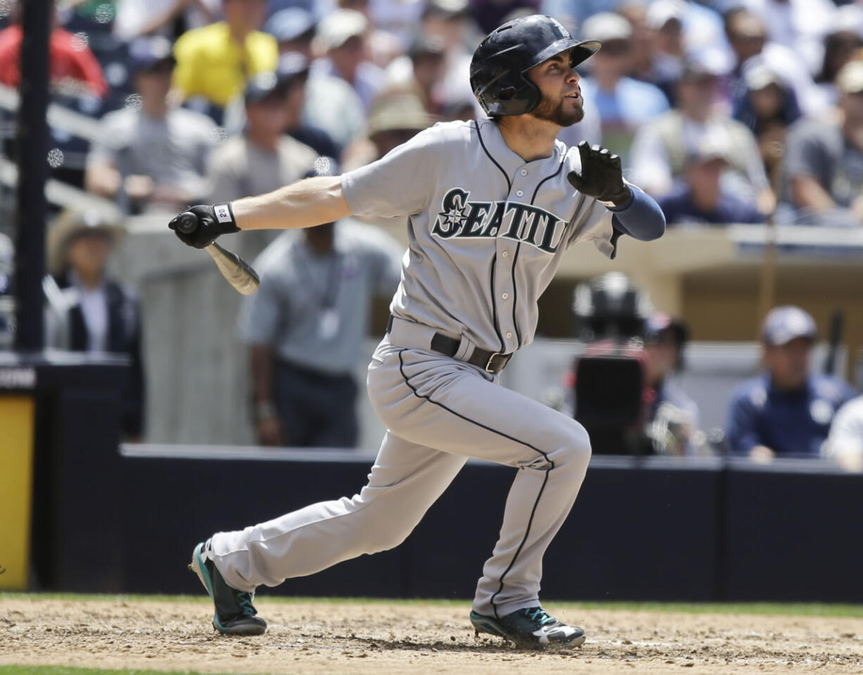 Nick Franklin watches the fight of his first career home run in the sixth inning Thursday.