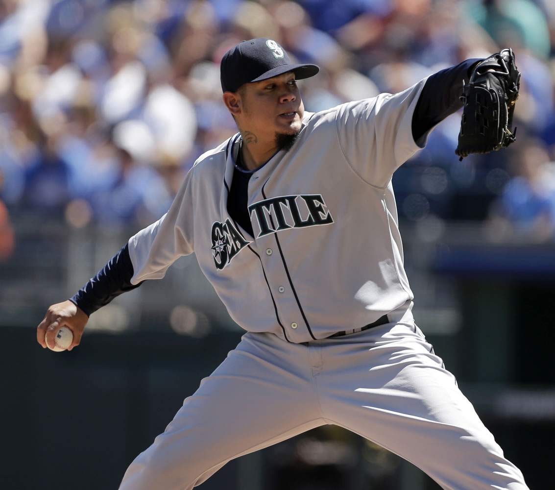 Felix Hernandez left in the seventh inning with lower back cramps on Monday, although the condition is not expected to be serious.