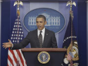 President Barack Obama gestures as speaks in the James Brady Press Briefing Room at the White House in Washington on Tuesday.