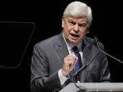 Motion Picture of Association of America of Chief Executive Chris Dodd speaks during his CinemaCon State of the Industry address in Las Vegas.