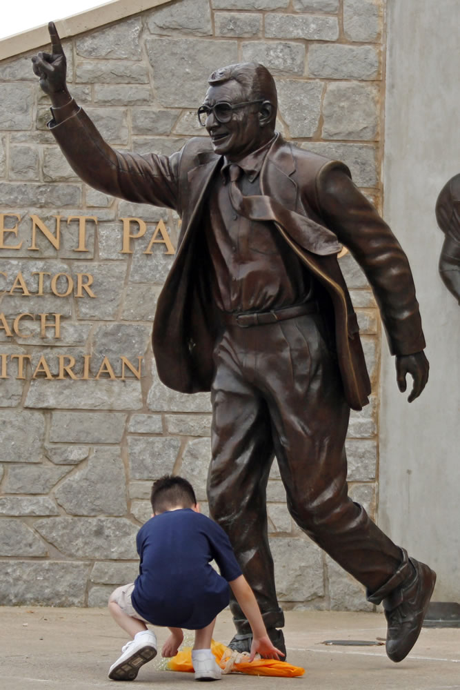 Statue of Joe Paterno outside Beaver Stadium.