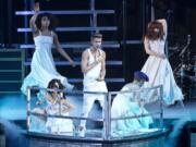 Canadian singer Justin Bieber performs March 4 at the O2 Arena in east London.