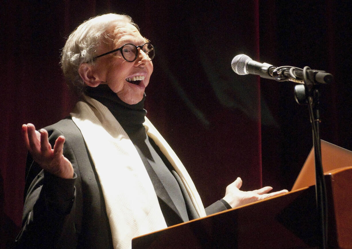 Film critic Roger Ebert welcomes people to the opening of the 13th annual Ebertfest film festival on the University of Illinois campus in Champaign in 2011.