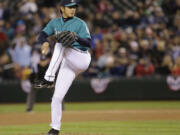 Seattle Mariners starting pitcher Hisashi Iwakuma left with two outs in the seventh after throwing 90 pitches, giving up just three hits and striking out six.