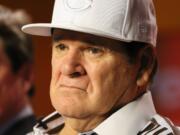 Former Cincinnati Reds player and manager Pete Rose tapes a segment for Miami Television News on the campus of Miami University, in Oxford, Ohio. Baseball Commissioner Rob Manfred has rejected Pete Rose&#039;s plea for reinstatement, citing his continued gambling and evidence that he bet on games when he was playing for the Cincinnati Reds.