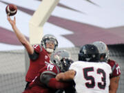 Washinton State quarterback Connor Halliday throws against Southern Utah in the first half Saturday at Pullman.