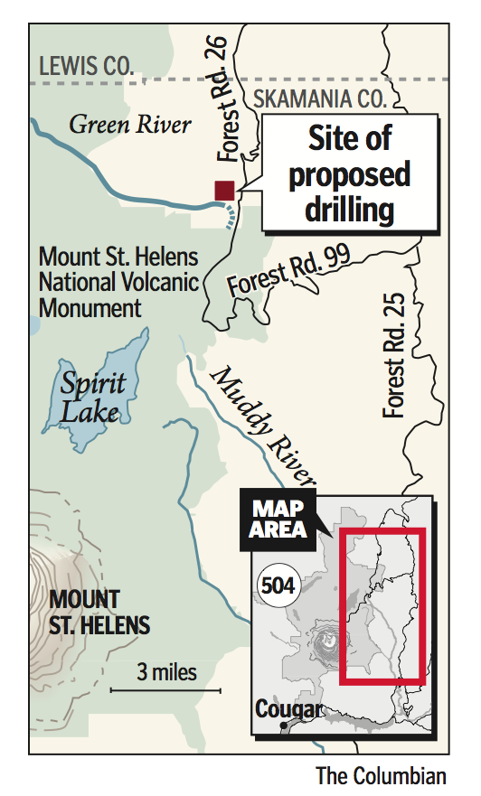 The site on U.S. Forest Service land near Mount St.