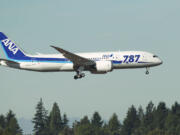 A Boeing 787 operated by All Nippon Airways comes in for a landing at Seattle-Tacoma International Airport in this file photo.