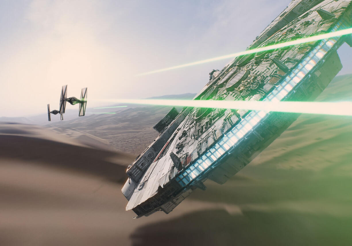 This photo provided by Disney/Lucasfilm shows a scene from the new film, &quot;Star Wars: The Force Awakens.&quot; The movie releases in U.S. theaters on Dec. 18, 2015.