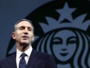 Starbucks CEO Howard Schultz speaks at the company's annual shareholders meeting in March in Seattle. From Wednesday to Friday the coffee chain is offering a free tall brewed coffee to any customer in the U.S.