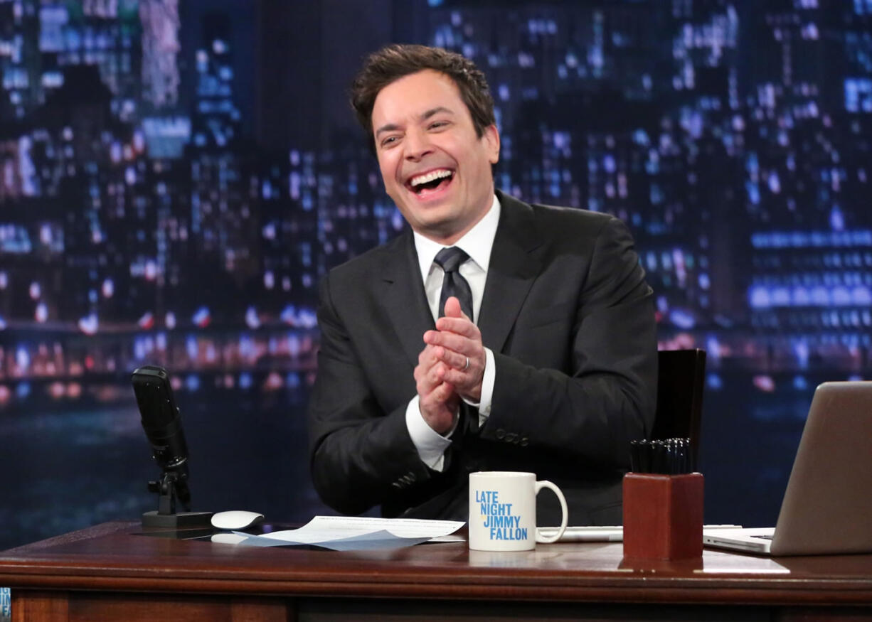 Jimmy Fallon, host of &quot;Late Night with Jimmy Fallon,&quot; on the set in New York.