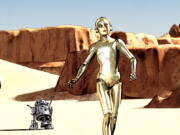 This comic book image provided by Dark Horse Comics shows characters C-3PO, right, and R2-D2 from &quot;The Star Wars,&quot; from the eight-issue mini-series, a 1974 first draft by George Lucas that turned into the popular film.