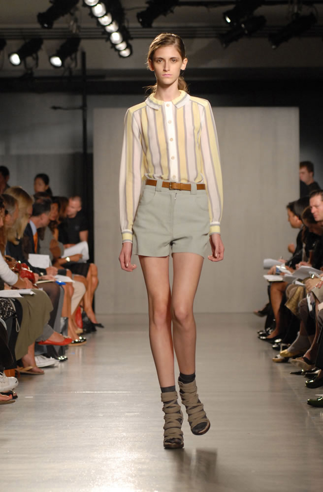 A model walks the runway at the Proenza Schouler Spring 2007 fashion show in New York.