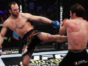 Trevor Smith, left, competes in a UFC bout.