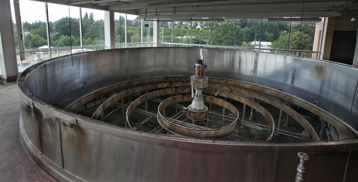 A gutted beer vat is shown at the former Olympia brewery in Tumwater on March 22, 2009. Ten years ago Thursday,  the whistle at the former Olympia brewery sounded for the last time.