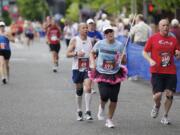 Runners approach the finish line of the 2012 Vancouver USA Marathon.