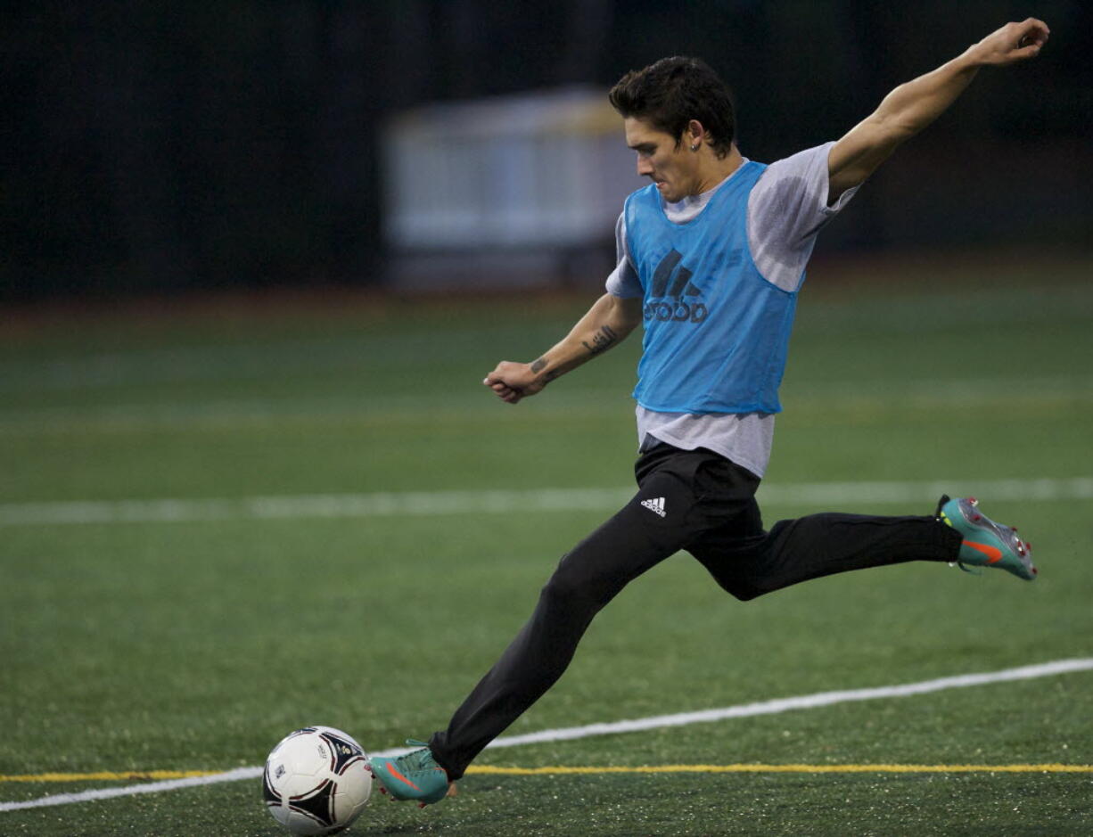 Clark College standout Bryanth Garcia-Junco, 22, during practice at Luke Jensen Sports Park last season.