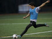 Clark College standout Bryanth Garcia-Junco, 22, during practice at Luke Jensen Sports Park last season.