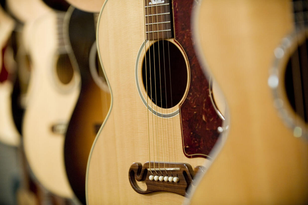 Guitars are displayed at Beacock Music, which has rented and sold music equipment since the family-run store opened in 1976.