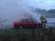 A car fire slowed traffic Monday morning on Interstate 5 southbound near Northeast 179th Street.