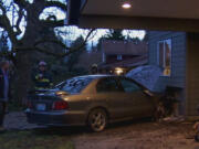 No one was hurt when this car slammed into a Hazel Dell home early Friday morning.