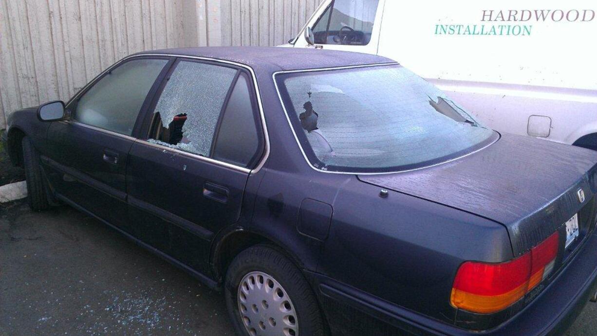 Two vehicles parked at the Greentree Apartments in northeast Hazel Dell were damaged by gunshots overnight Friday.