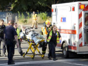 A man was sent to the hospital with unknown injuries after a crash between a motorcycle and a SUV Tuesday morning at the intersection West Mill Plain Boulevard and Lincoln Avenue.