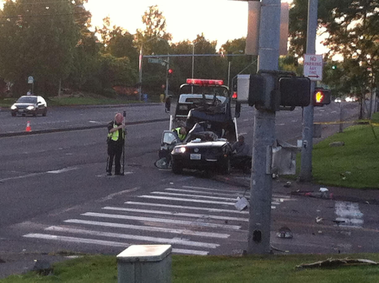 A serious crash at Mill Plain Boulevard and Southeast 123rd Avenue overnight blocked the intersection into Monday morning.