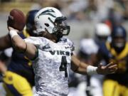 Portland State quarterback Kieran McDonagh, a Skyview High grad, passes against California during the first half Saturday.