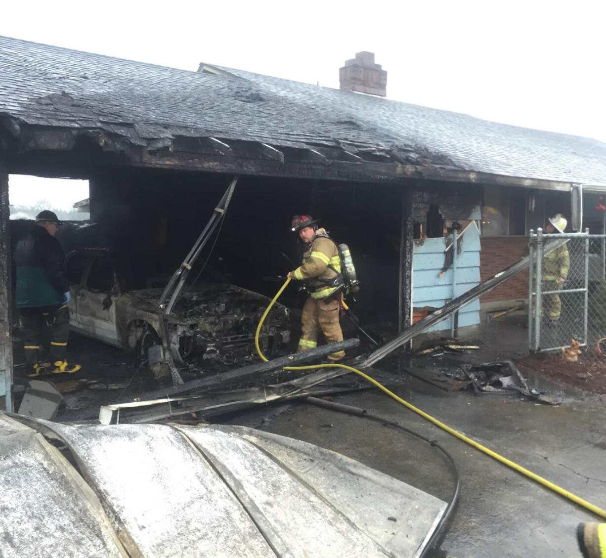 Firefighters stopped a blaze in a garage from spreading to the rest of the house Monday morning. The cause of the fire at  20507 N.E. 10th Ave. is under investigation.