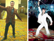 Vancouver Mayor Tim Leavitt strikes a pose &quot;Saturday Night Fever&quot; style.